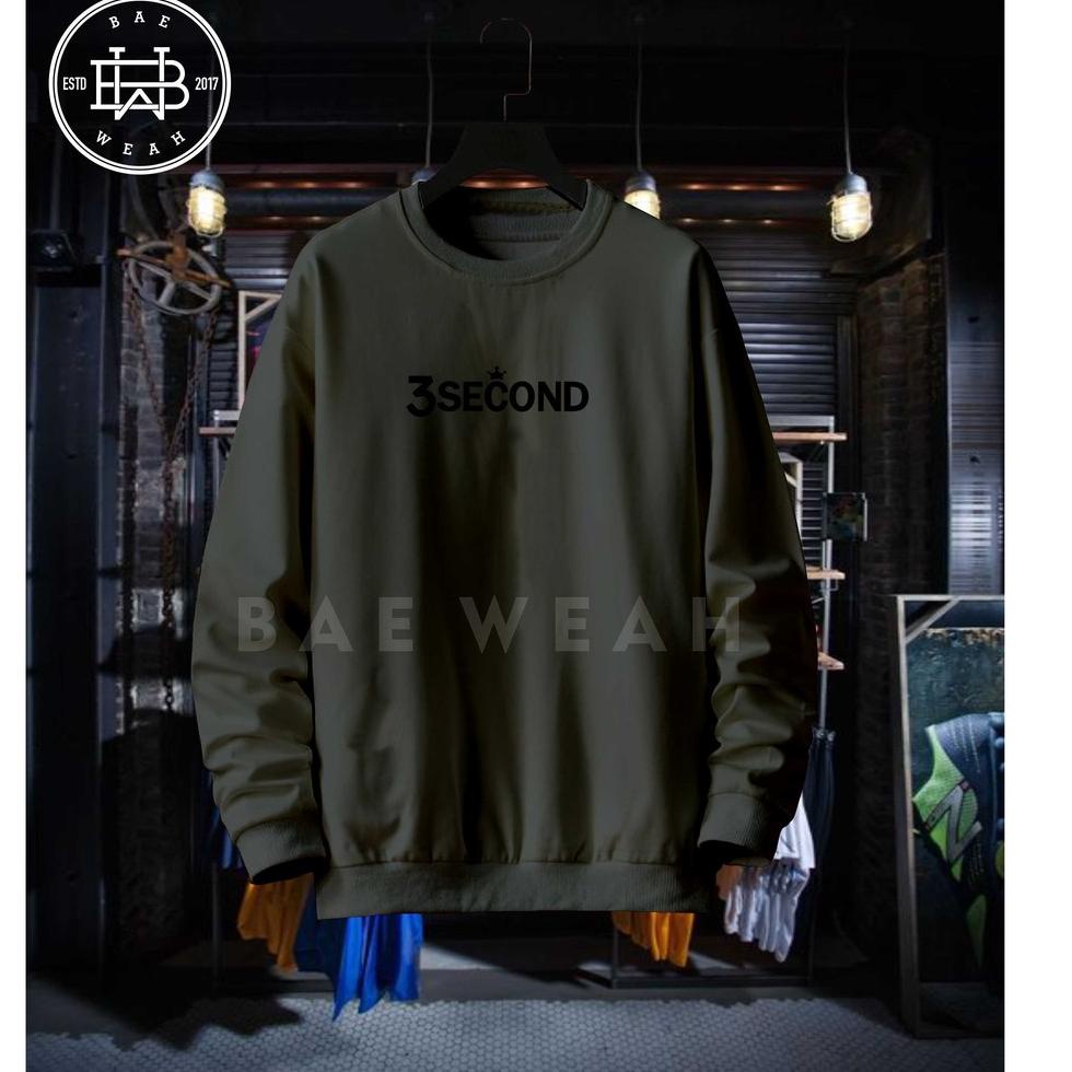 Menarik [PREMIUM] Basic Sweater 3SECOND Pule Polos Crewneck Sweatshirt Pria Wanita Size M-XXL