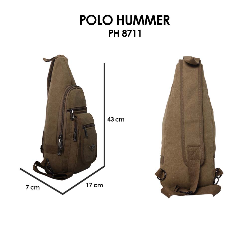 Tas Selempang Pria Kanvas Polo Hummer 8711 Sling Bag Import