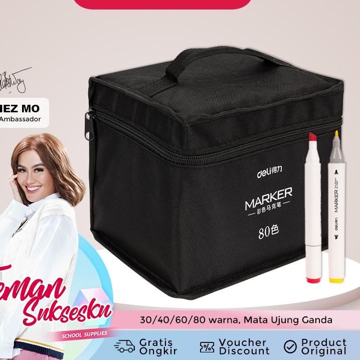 

PUR377 Deli Color Marker With Bag Spidol Warna Dengan Tas 30/40/60/80 Warna 70807 <>