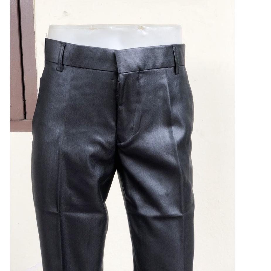 ✮ celana bahan dasar mengkilap slimfit pria / celana formal metalik pria slimfit ✧