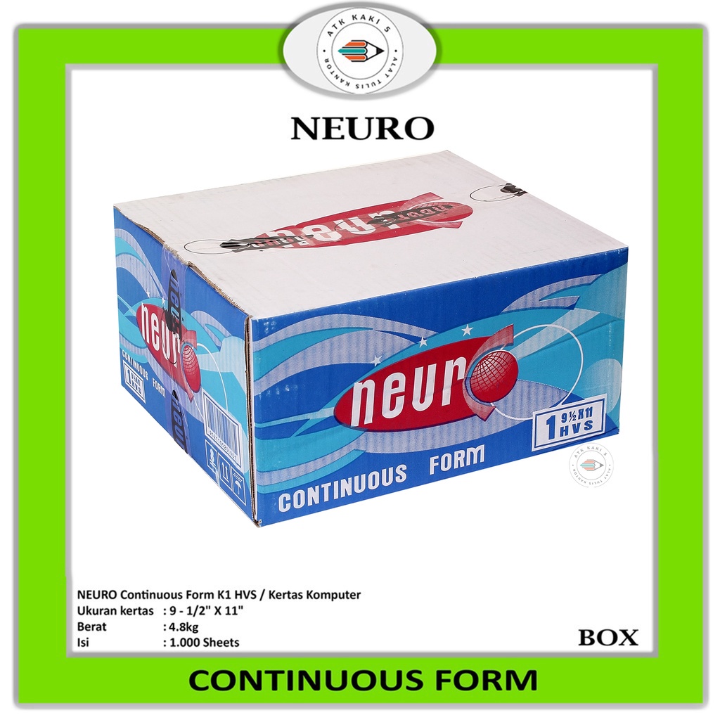 

NEURO - Continous Form 9 1/2 x 11 1 Ply ( K1 ) HVS - Box