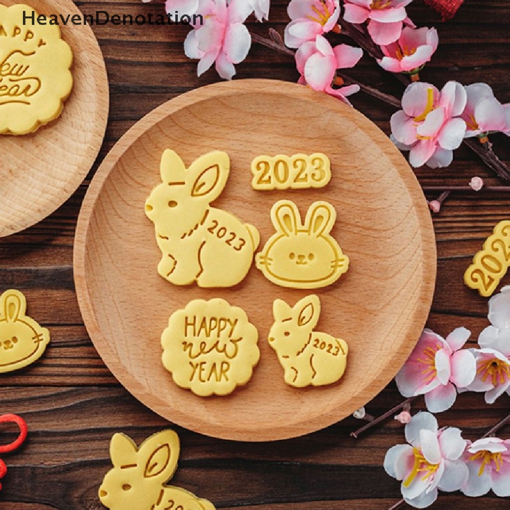 [HeavenDenotation] Cetakan Biskuit Kelinci Happy New Year 2023motif Kartun Hewan Mini Cookie Fondant Cutti HDV