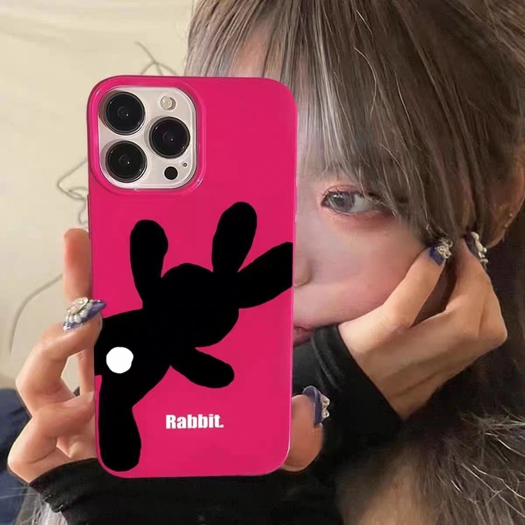 IPHONE Ins Pola Kelinci Cocok Untuk Iphone14 14pro 14plus 13 13mini 13pro 13prm iPhone12 7Plus 8Plus Xr XS 13 12mini Pro Max TPU Empat Sudut Casing Ponsel Tahan Guncangan