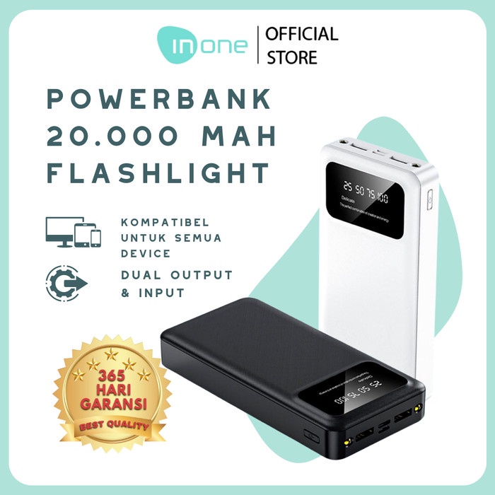 Portable Inone Powerbank 20.000Mah Led Lamp Dual Input Output Dx508