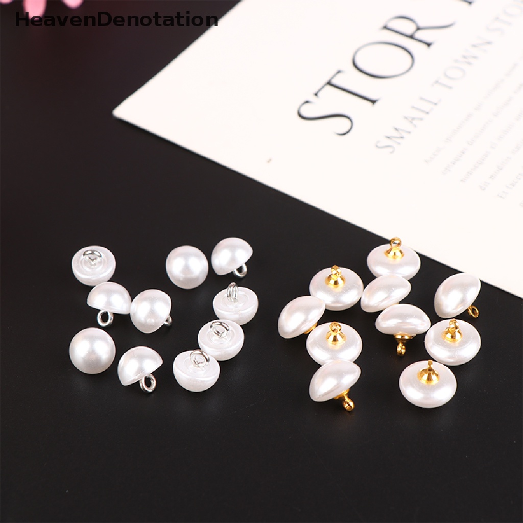 [HeavenDenotation] 10pcs 10mm/12mm Jamur Faux Plastik Kemeja Setengah Lingkaran Kancing Mutiara Shank Button Untuk Pakaian Hias Mini Jahit DIY HDV