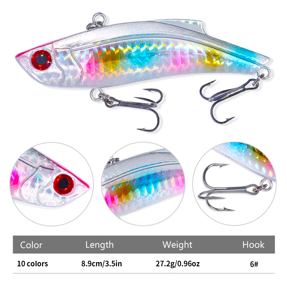 Hengjia 1pcs Luminous VIB Lure 27.2g 8.9cm Umpan Pancing Gewang Vibration Bait Tenggelam Sinking Baits Tackle