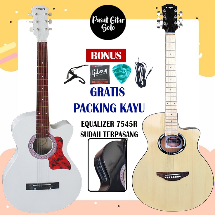 Gitar Akustik Elektrik Pemula Free Packing Kayu Banyak Bonus