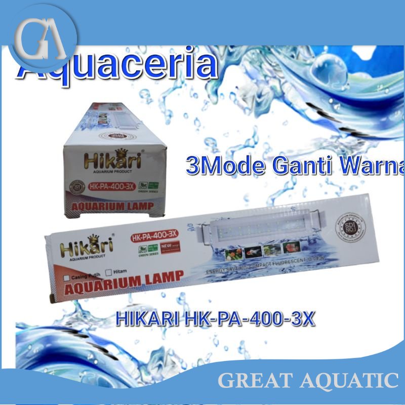 Lampu Gantung Aquarium 30-40 cm HIKARI PA 400 3X LED 3 Mode Warna