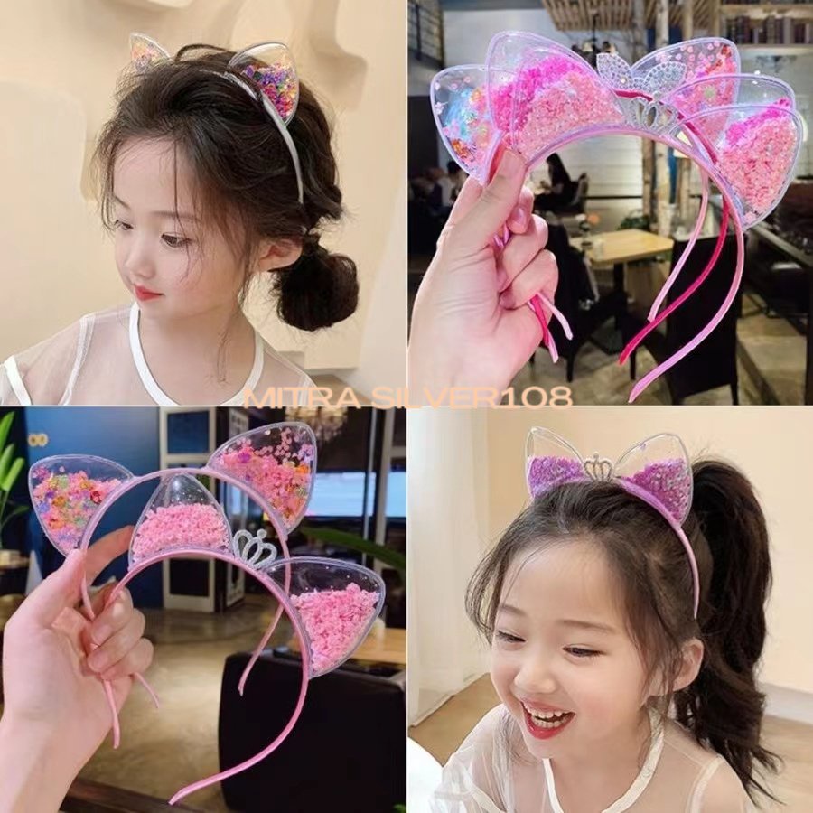 Bando Anak Lucu Bentuk Kuping Beruang Telinga Kucing Kelinci Aksen Payet untuk Anak Perempuan BDO 04