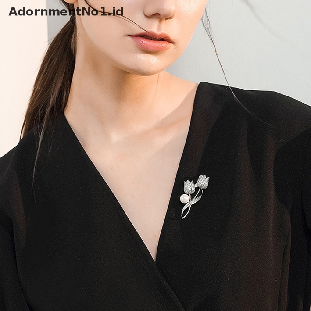 [AdornmentNo1] Fashion Zirkon Tulip Bros Pin Untuk Ransel Kerah Lapel Pin Perhiasan Aksesoris Hadiah Pesta [ID]