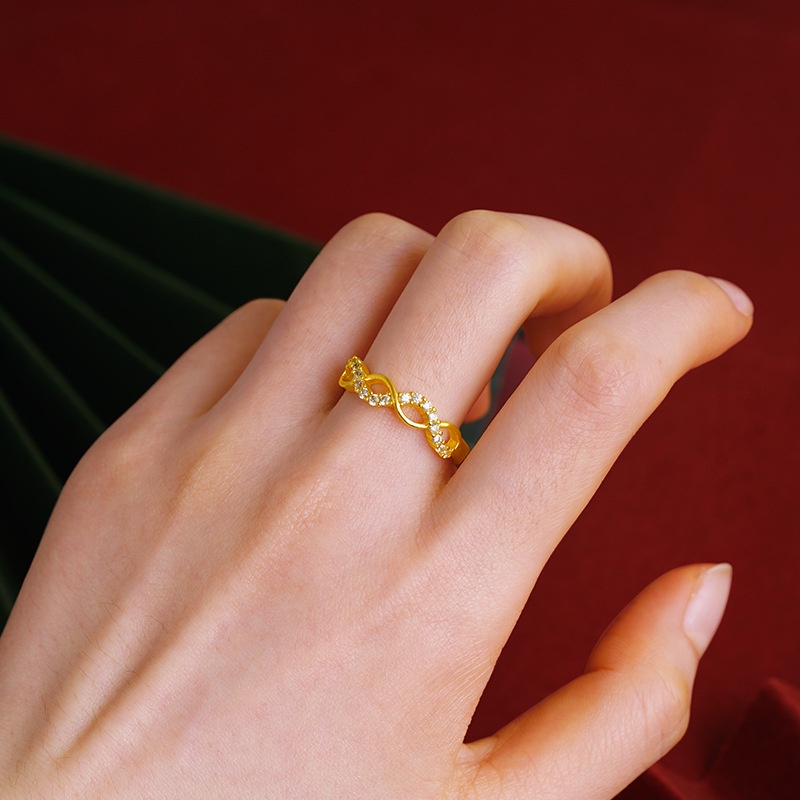 Goldkingdom Perhiasan Fashion 24 K Bangkok Aksesoris Ready Stock Sederhana Berlian Cincin Wanita Cincin Indah Dapat Disesuaikan