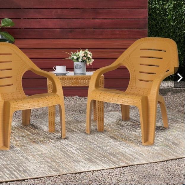 ☇ Murah Set Meja Kursi Santai Plastik Olymplast OL 509 508 Rotan + Meja / Kursi Teras / Kursi Taman 