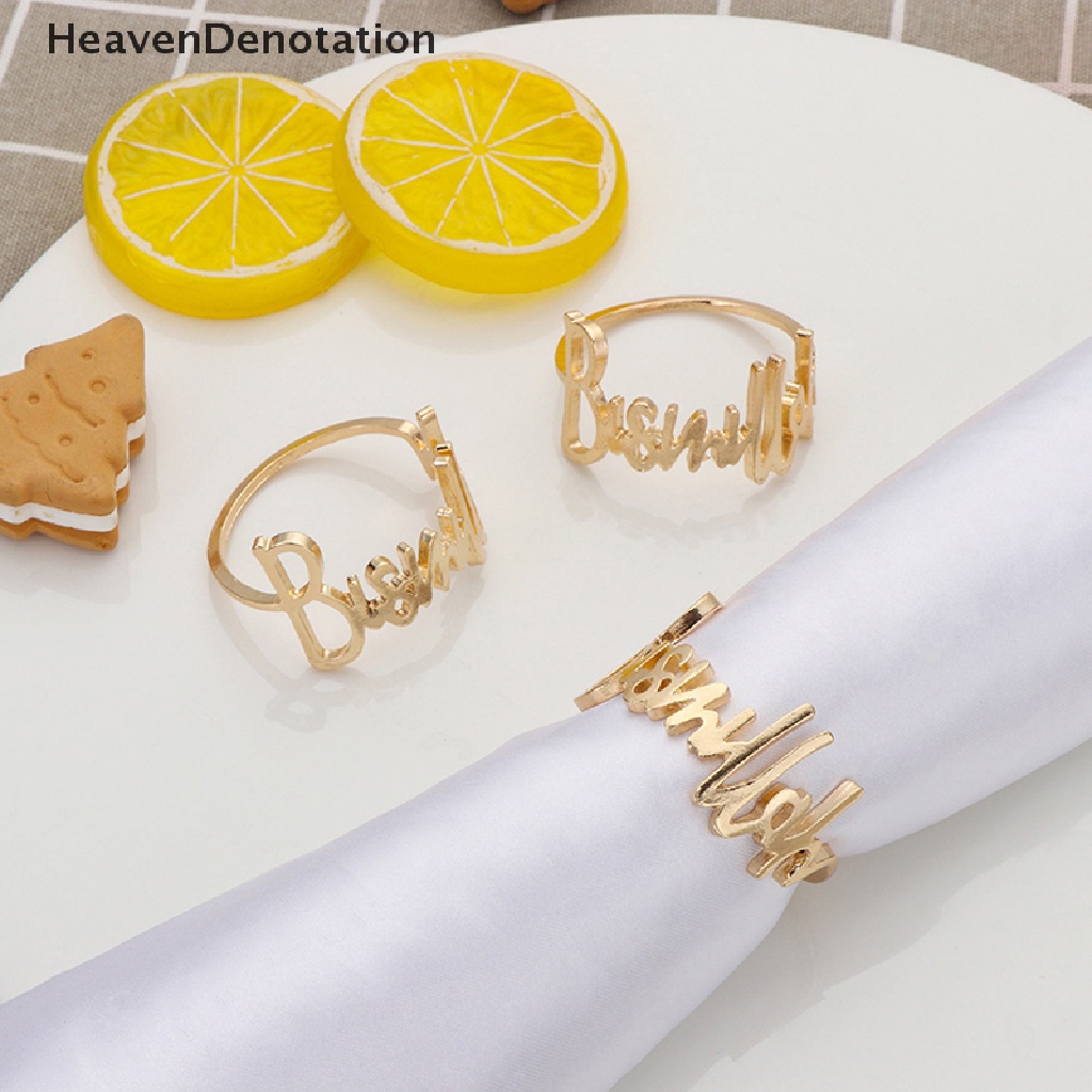 [HeavenDenotation] 6pcs Cincin Serbet Bismillah Eid Mubarak Muslim Islam Ramadhan Kareem Alloy Napkin Gesper Dekorasi Meja Makan Pernikahan HDV