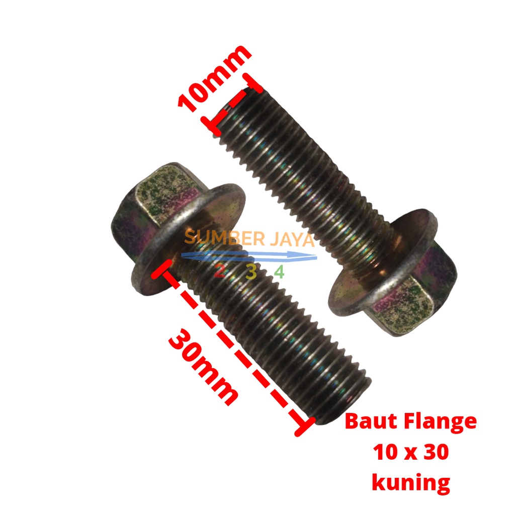 Baut Flange 10 x 30 kuning TERMURAH