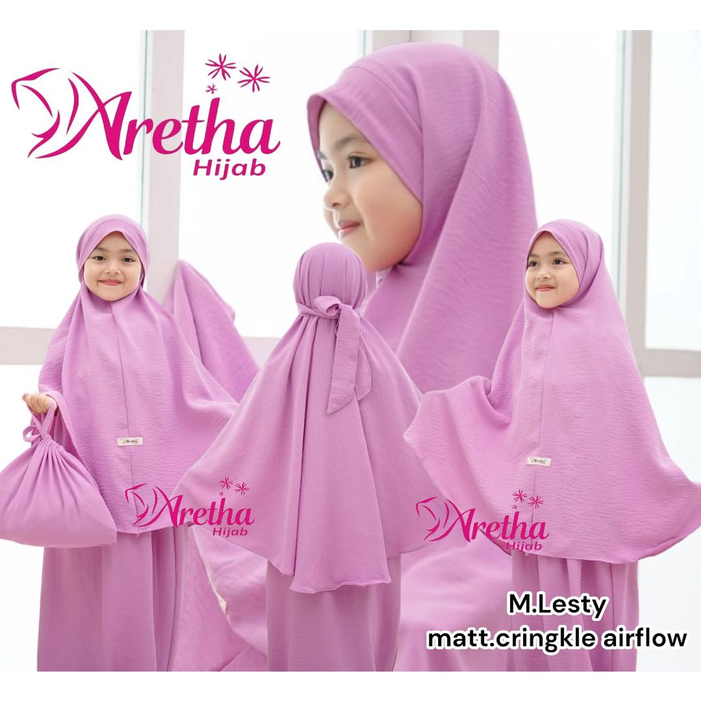 MUKENA ANAK CRINKLE LESTY 2-11 TAHUN / MUKENAH LESTI  DE.AL MUKENA CRINKLE CRINGKLE CRINGKEL ORI ARETHA HIJAB