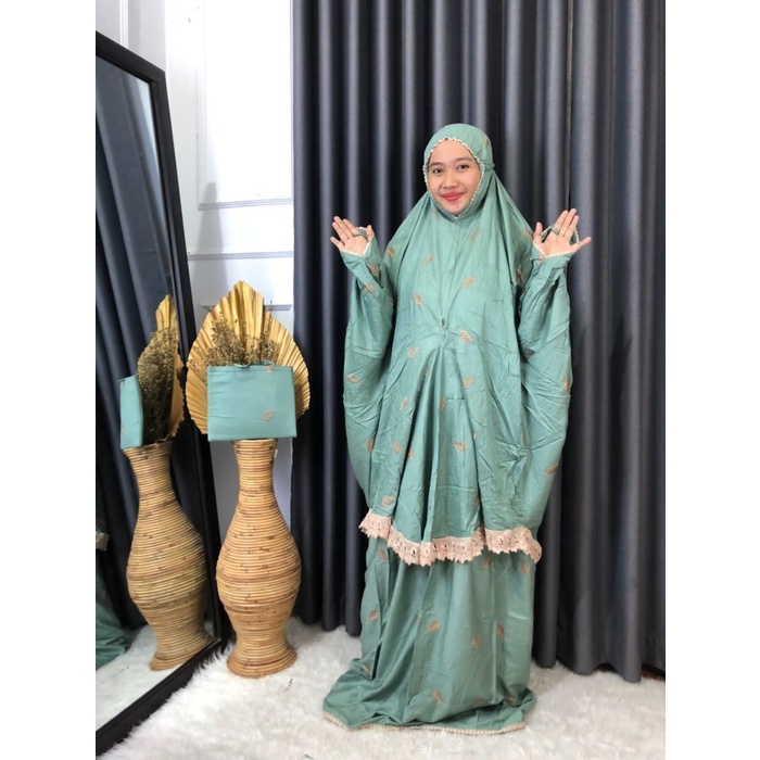 MUKENA IHROM POTONGAN BERLENGAN RAYON BORDIR TERBARU JUMBO PREMIUM - PINK