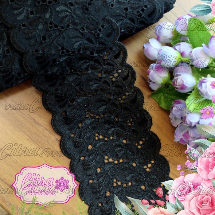 Terlaris (Per Meter) Rdk206 Renda Katun Jepang Hitan Tengahan Lebar 10Cm