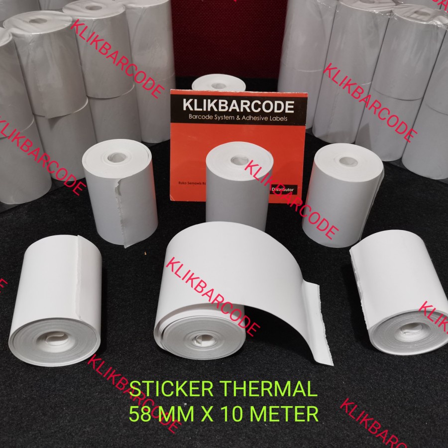 

MURAH Kertas Stiker Thermal 58 x 40 mm panjang 10 m - 57 x 40 -Tempel MURAH