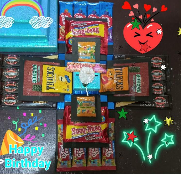 

❇ EXPLOSION BOX / snack box / kotak kejutan 3 layer kecil (20,15,10cm) + pullout ➮