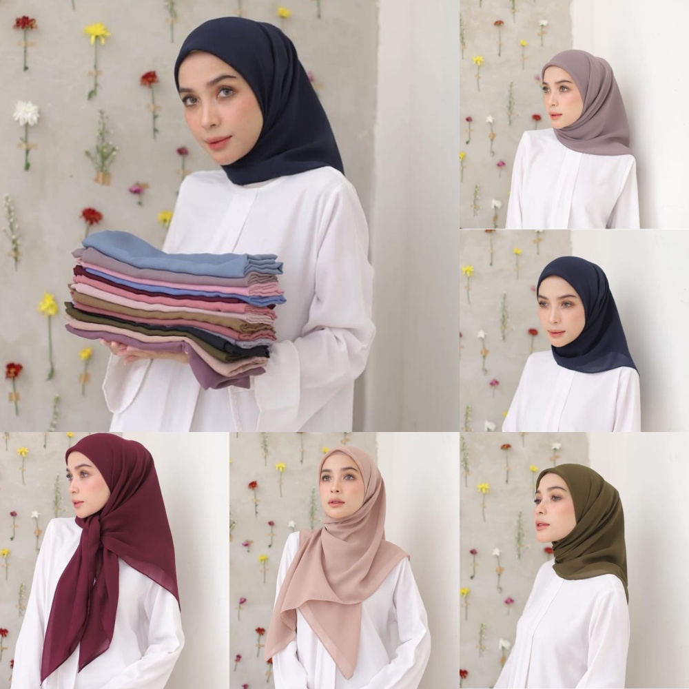 Bella Square Premium Anti Letoy|Hijab Segi Empat Polos|Kerudung Segi Empat|Jilbab Polos