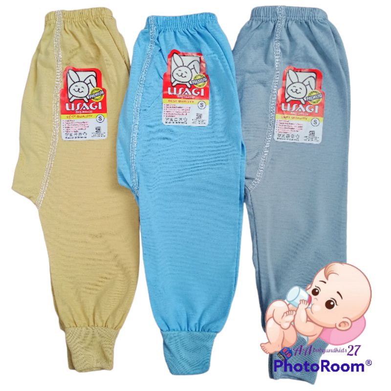 USAGI 6PC/3PC Celana Panjang Bayi Polos PREMIUM Dengan Tempat Pampers Ukuran S M L XL SNI Nyaman Murah Berkualitas