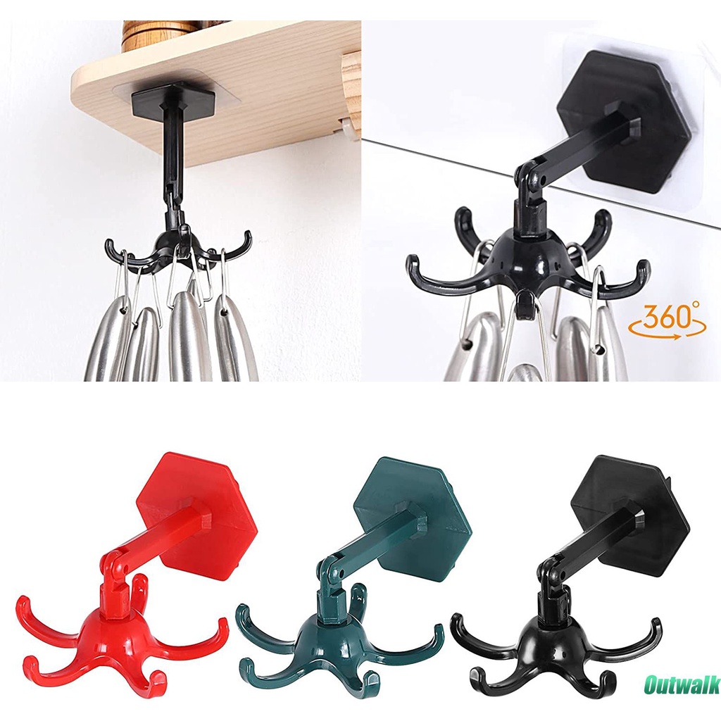 ღ 360 ° Berputar Dapur Gadget Bracket Mandi Diputar Lima Cakar Dinding Mount Gantungan Pakaian Lubang-Gratis dapur Penyimpanan Rak Organizer Aksesoris