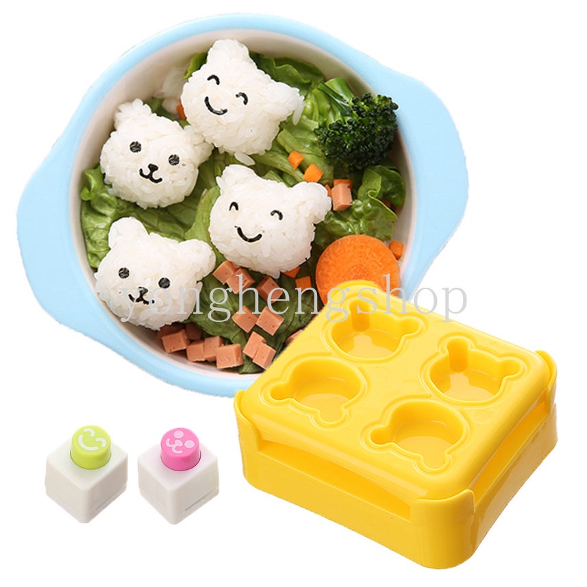 3pcs / set Cetakan Nasi / Onigiri / Sushi / Bento Bentuk Beruang Mini DIY