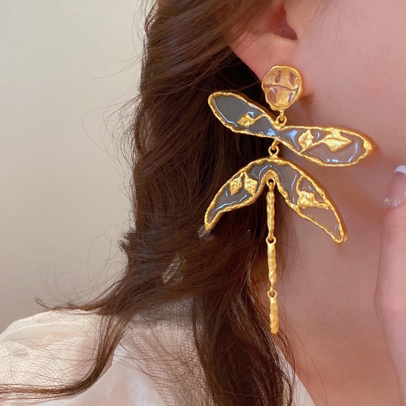 Anting Vintage Metal Geometris Capung Butterfly Earrings Panjang Rumbai Stud Earrings Untuk Perhiasan Wanita Berkualitas Tinggi