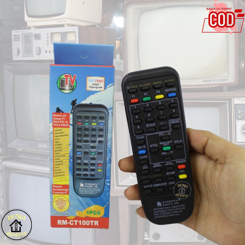 Remot Remote TV POLYTRON TABUNG Minimex Digitec Bazooke polyvision CT100 TANPA SETTING