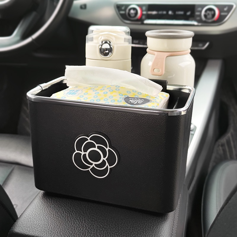 Car creative camellia storage box, Kotak Penyimpanan Kotak Sandaran Tangan Mobil, Kotak Penyimpanan multi Fungsi Mobil