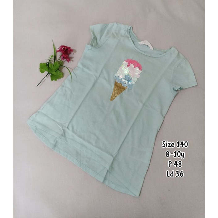 [PRELOVED] - baju kaos anak perempuan t-shirts girls tee 7-8-9 tahun ice cream pakaian jalan atasan 