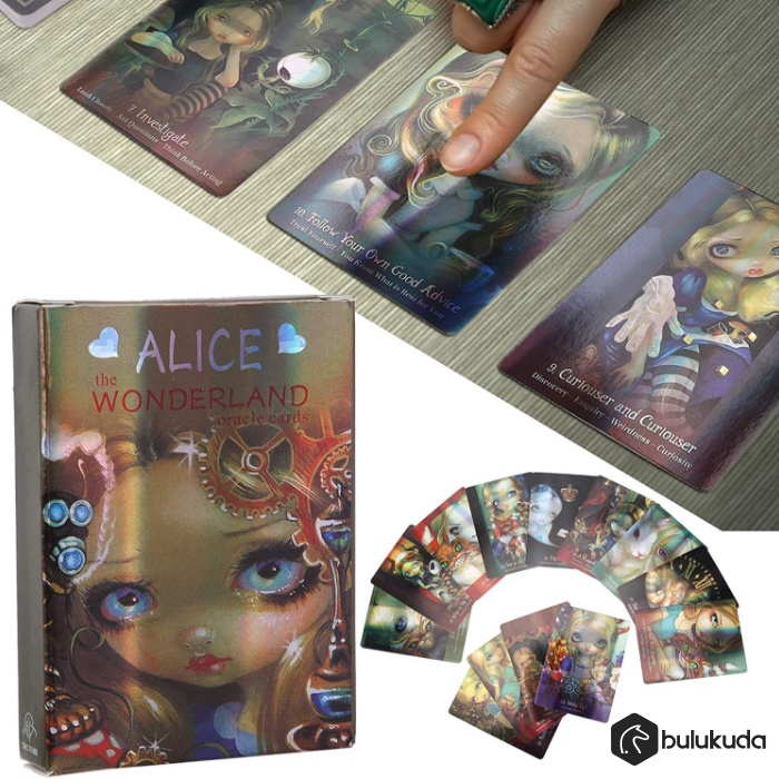 Alice The Wonderland Oracle Cards for Beginners - 45Pcs Hologram Paper English Version Fate Divination Tarot