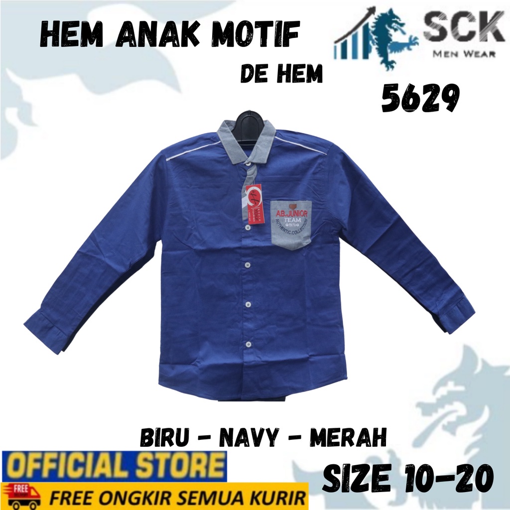 Kemeja Anak Polos De Hem 5629 10-20 Lengan Panjang [Usia 2-10Th]  / Kebutuhan Anak Laki - sckmenwear GROSIR