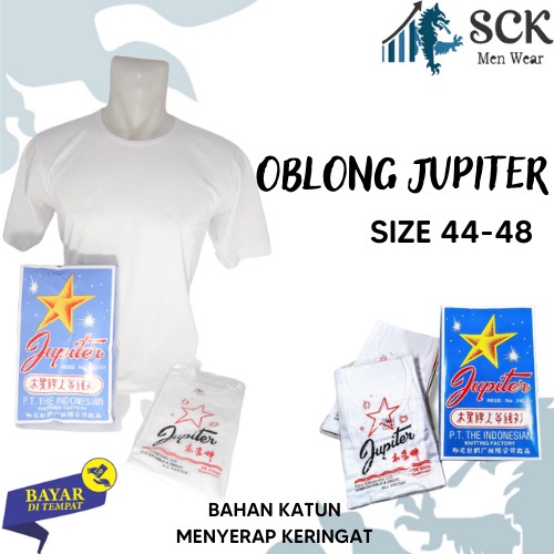 [ISI 1] Kaos Oblong JUPITER 44-48 JUMBO Putih Polos / Oblong Katun Original JUPITER - sckmenwear GROSIR