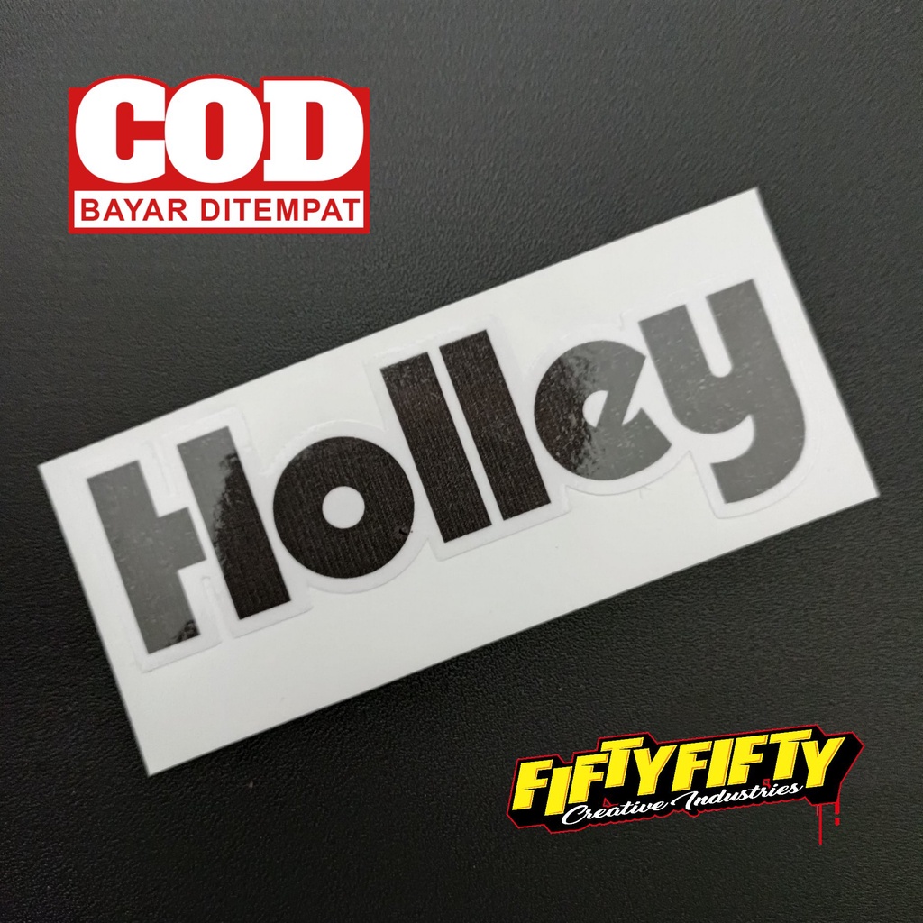 Stiker Print Cut HOLLEY Stiker Printing Laminasi Glossy Stiker Motor Mobil Helm Sudah Membentuk Pola Desain