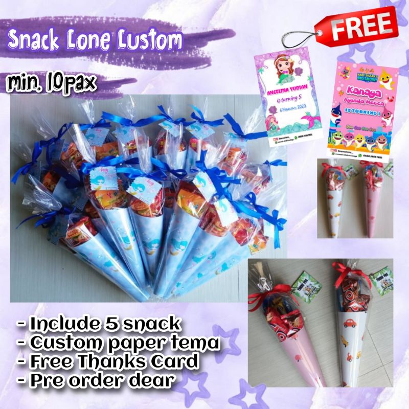 Snack CONE CUSTOME | Snack ultah cone kekinian | Paket ulang tahun | Snack ultah model cone