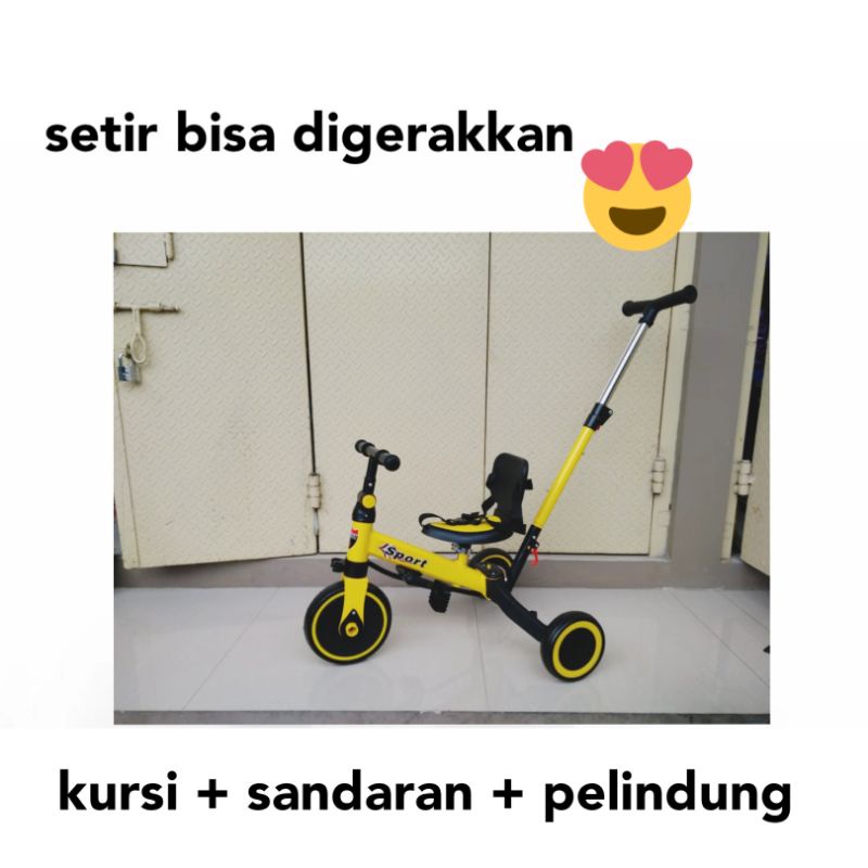 Sepeda Anak Balance Bike Happy Baby 3 in 1 Stang Kokoh Kuat plus handle dorongan up