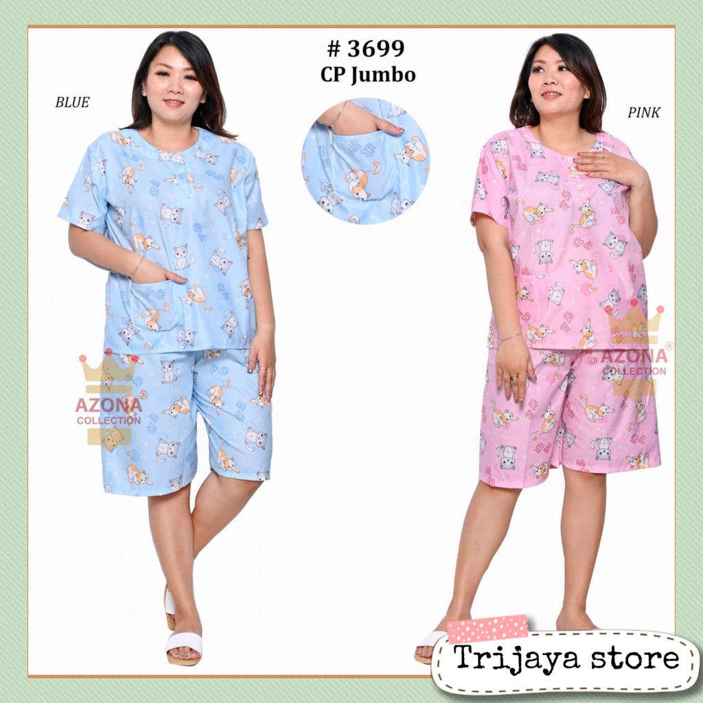 Trijaya . baju tidur wanita 3/4 jumbo / setelan celana pendek wanita LD 120 CM