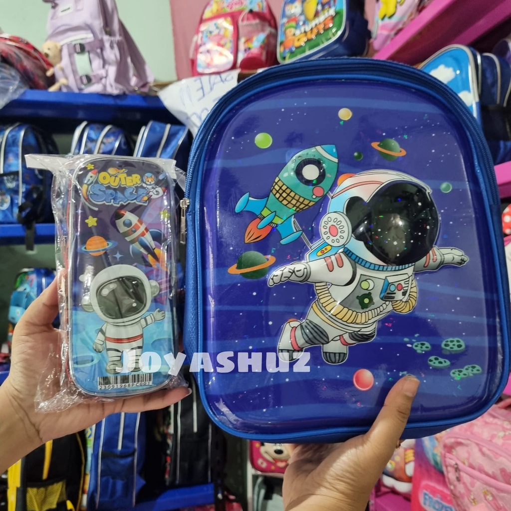 Ransel Anak Sekolah Laki-Laki Astronaut - Tas Anak 3D Karakter - Ransel Astronot 3D - Tas Gratis Bonus - Tas Luar Angkasa - Ransel Timbul - Tas Gemas Lucu - Joyashuz