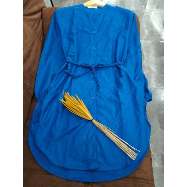 Tunik Mikaza warna Baru bahan Linen crinkle