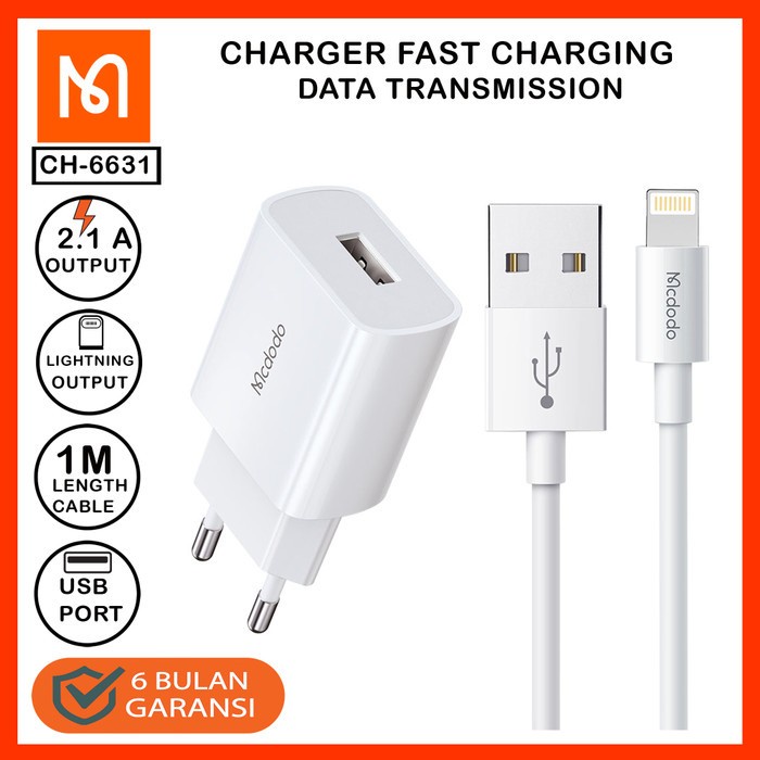 MCDODO CH-6631 Charger Iphone Lightning Fast Charge 10W / 2.1A 1M