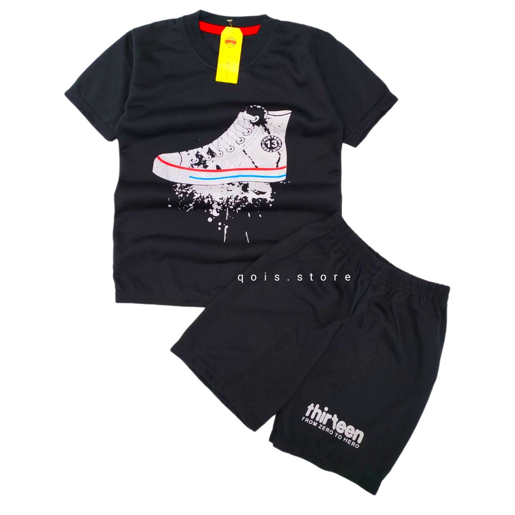 Setelan Anak Laki-laki / Setelan Distro Thirteen 1-10 Thn ,hitam sepatu