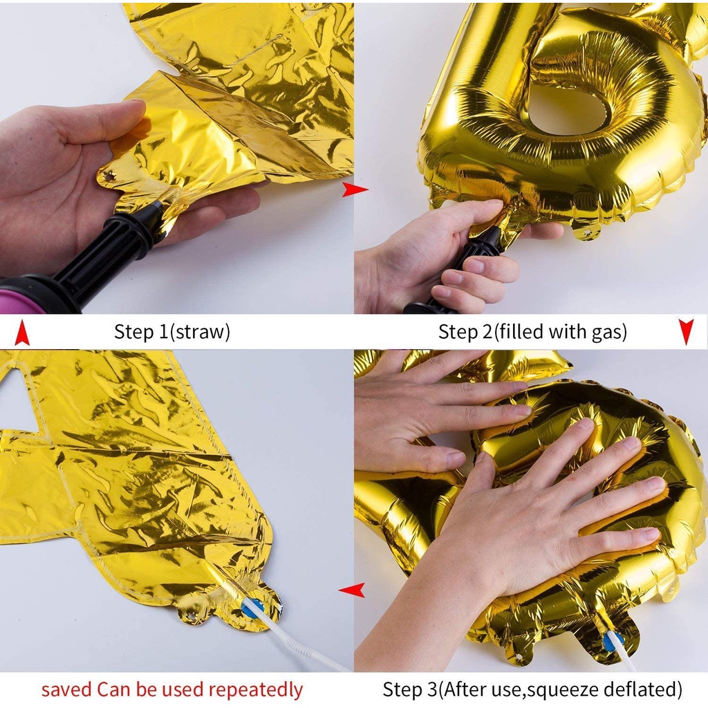 T&amp;Y Balon Foil Huruf Warna Gold 1Pcs ±40cm Ballon Foil Abjad Alphabet Polos Balon Huruf Satuan ± 40 Cm Murah