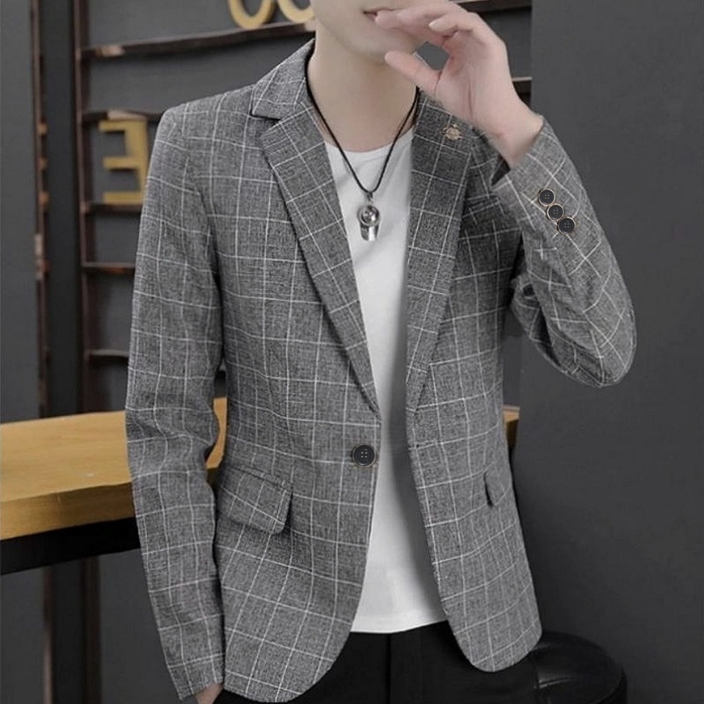 BEST SELLER Jas Blazer Tartan Pria Formal SlimFit / Blazer Pria Kotak-kotak Longsleeve ORIGINAL -