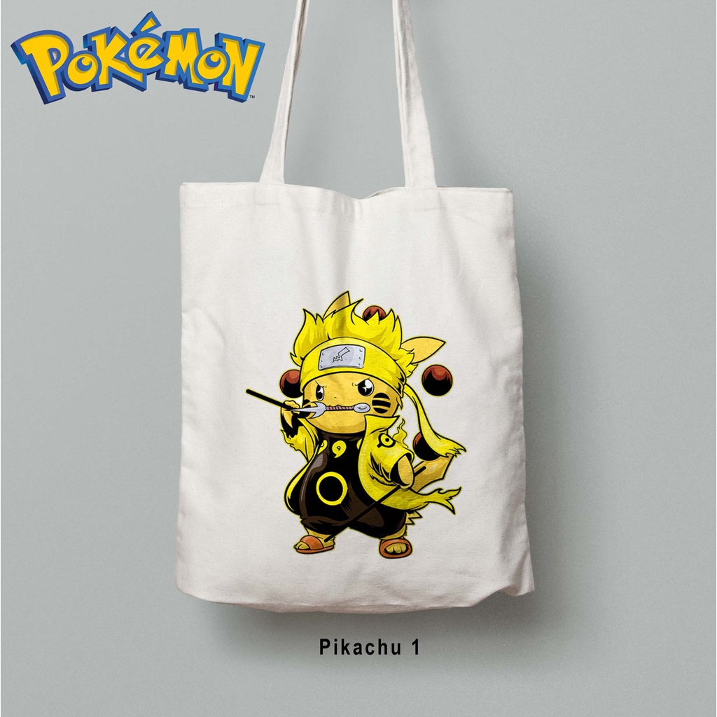 Totebag Anime Pokemon Pikachu Tote bag premium Totebag zipper totebag velcro Termurah