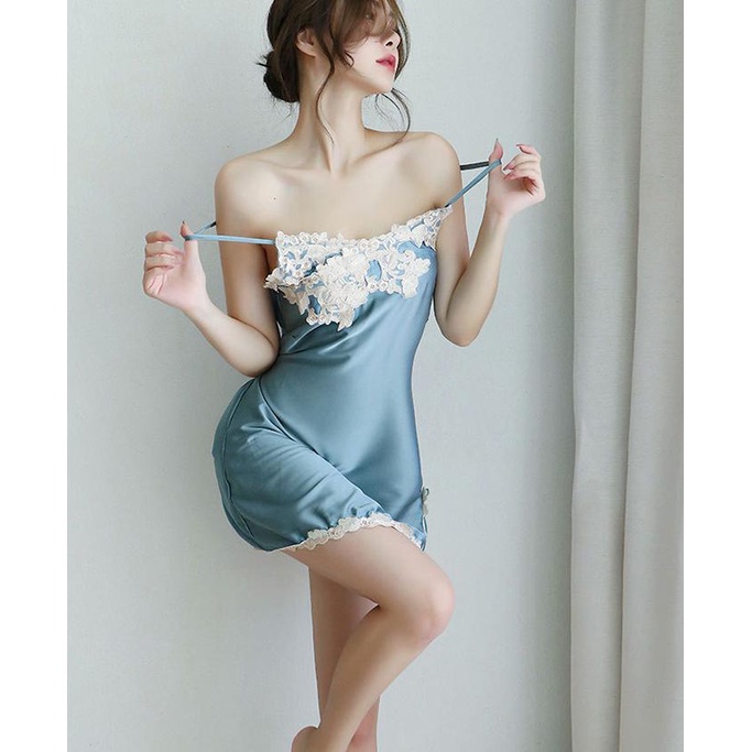 Victoria Lingerie Dress Satin Mini Silk Baju Tidur Import 3117