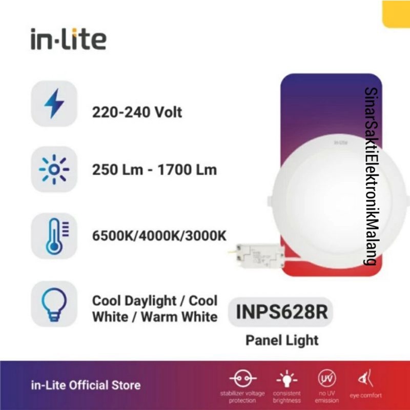 Inlite Lampu Downlight LED 12 Watt Plafon Tanam IB Inbow Panel Bulat 12w In lite INPS628R