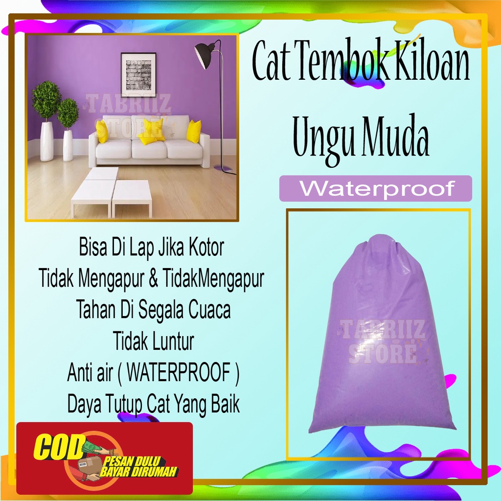 Cat rumah tembok paling bagus 5 kg promo / Cat minyak warna Lilac / Cat kiloan 1 kg gratis ongkir / 
