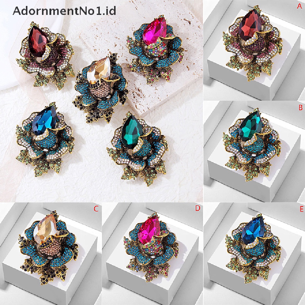 [AdornmentNo1] Fashion Kristal Warna Berlian Bunga Bros Wanita Mantel Syal Hadiah Aksesoris [ID]