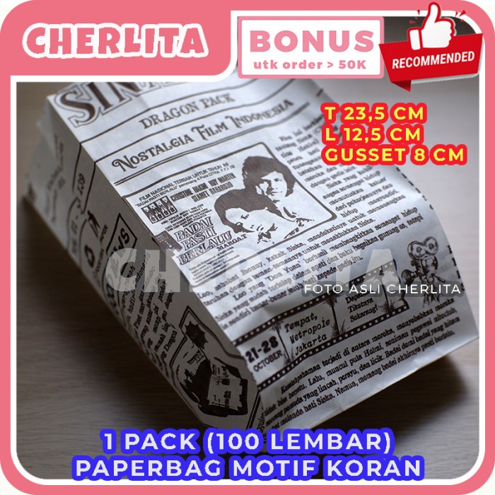 

READY Paper Bag Kantong Kertas Roti Ayam Goreng Brown Motif Kantong Makanan